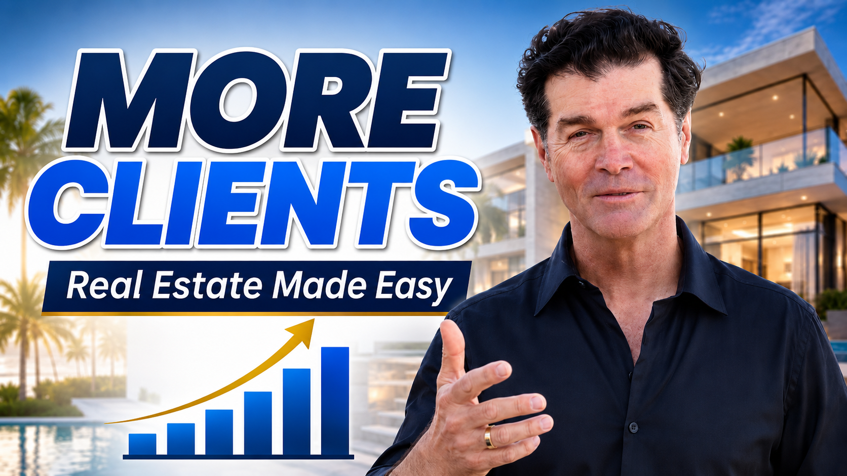 Business and education thumbnail example with real estate client growth text, professional subject, and clean visual hierarchy